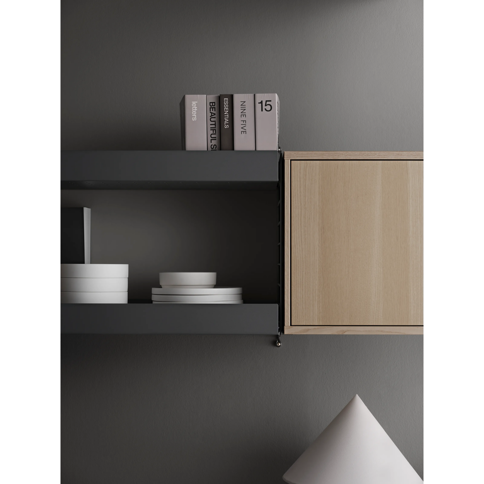 Metal shelf high edge - W78 x D30, Dark grey - image 2