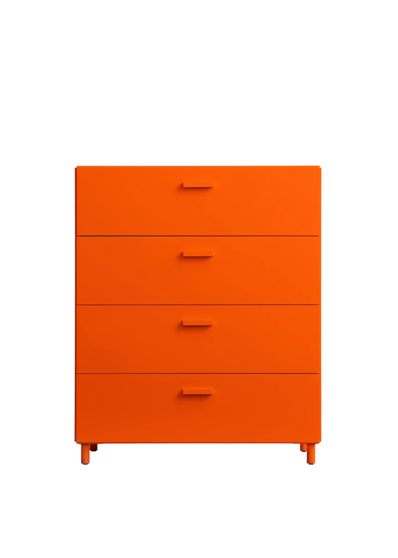 Relief Chest of drawers, wide Orange