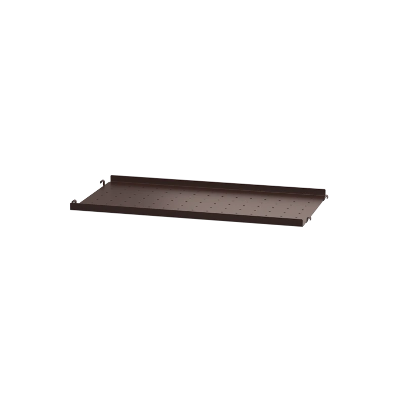 Metal shelf low edge - W58 x D30, Dark brown