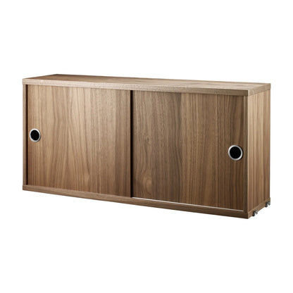 Cabinet with sliding door - W78 x D20 x H37, Walnut - image 4