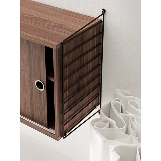Cabinet with sliding door - W78 x D20 x H37, Walnut - image 2