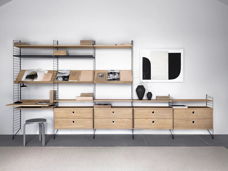 Magazine shelf solid - W78 x D30 x H15, Oak