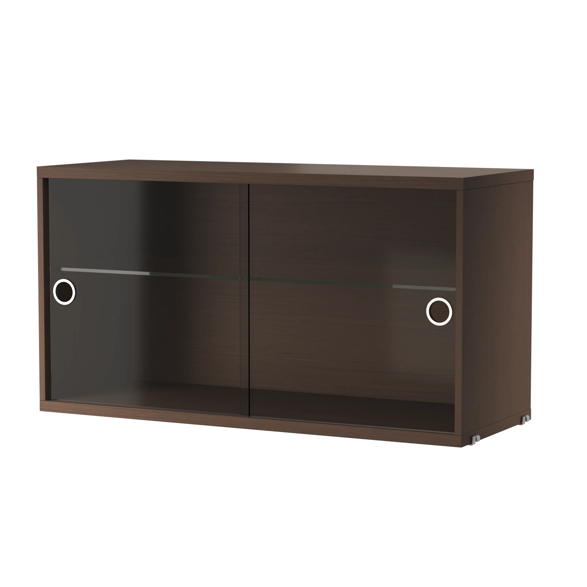Display cabinet with sliding glass door - W78 x D30 x H42, Dark oak - image 2