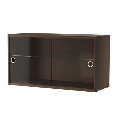 Display cabinet with sliding glass door - W78 x D30 x H42, Dark oak - image 2