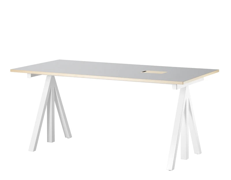 Work desks 160x78 White/Light grey linoleum with edging in ash