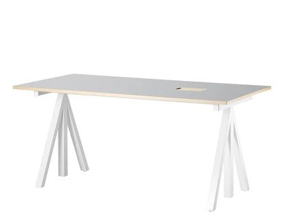 Work desks 160x78 White/Light grey linoleum with edging in ash