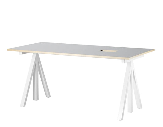 Work desks 160x78 White/Light grey linoleum with edging in ash