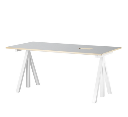 Work desks 160x78 White/Light grey linoleum with edging in ash - image 3