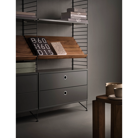 Magazine shelf solid - W58 x D30 x H15, Walnut - image 2