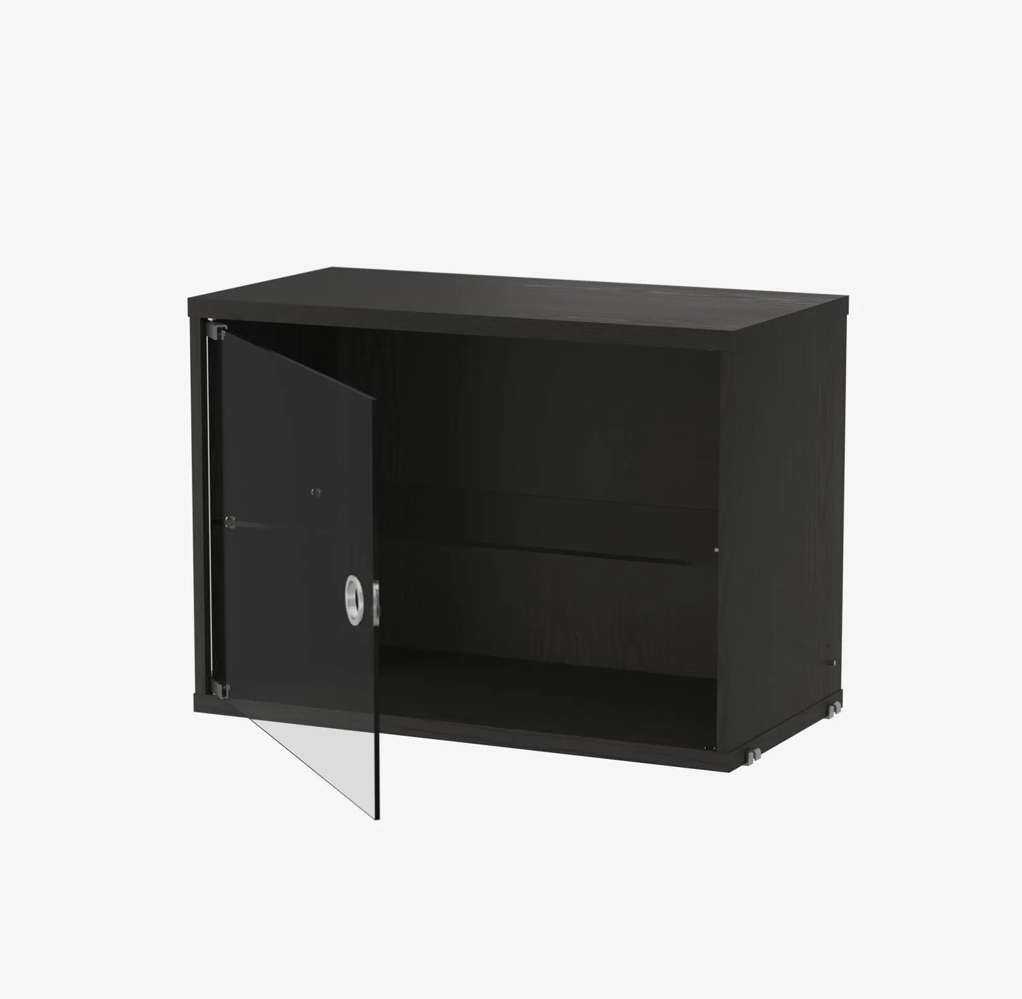 Display cabinet with swing glass door - W58 x D30 x H42, Black stained ash - image 2