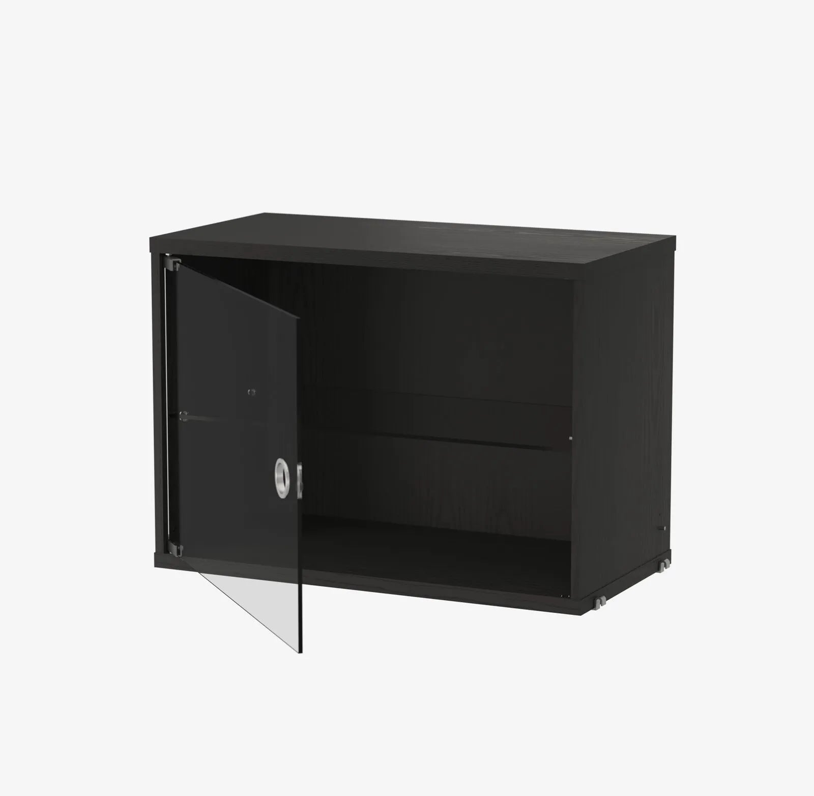 Display cabinet with swing glass door - W58 x D30 x H42, Black stained ash - image 2