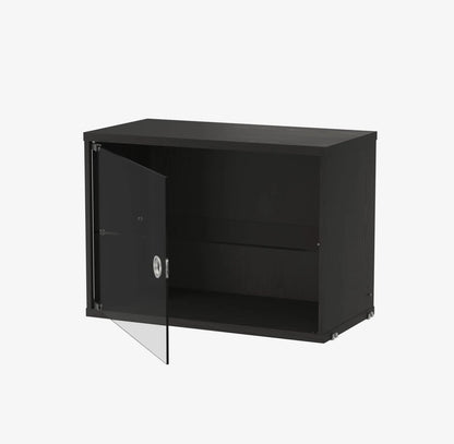 Display cabinet with swing glass door - W58 x D30 x H42, Black stained ash - image 2