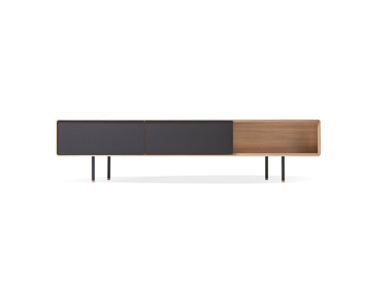 Fina Lowboard - Fina Lowboard 200 - 2 Drawers - Linoleum Nero (Black) Powder-coated RAL 9005 Black Oiled Oak White Oil