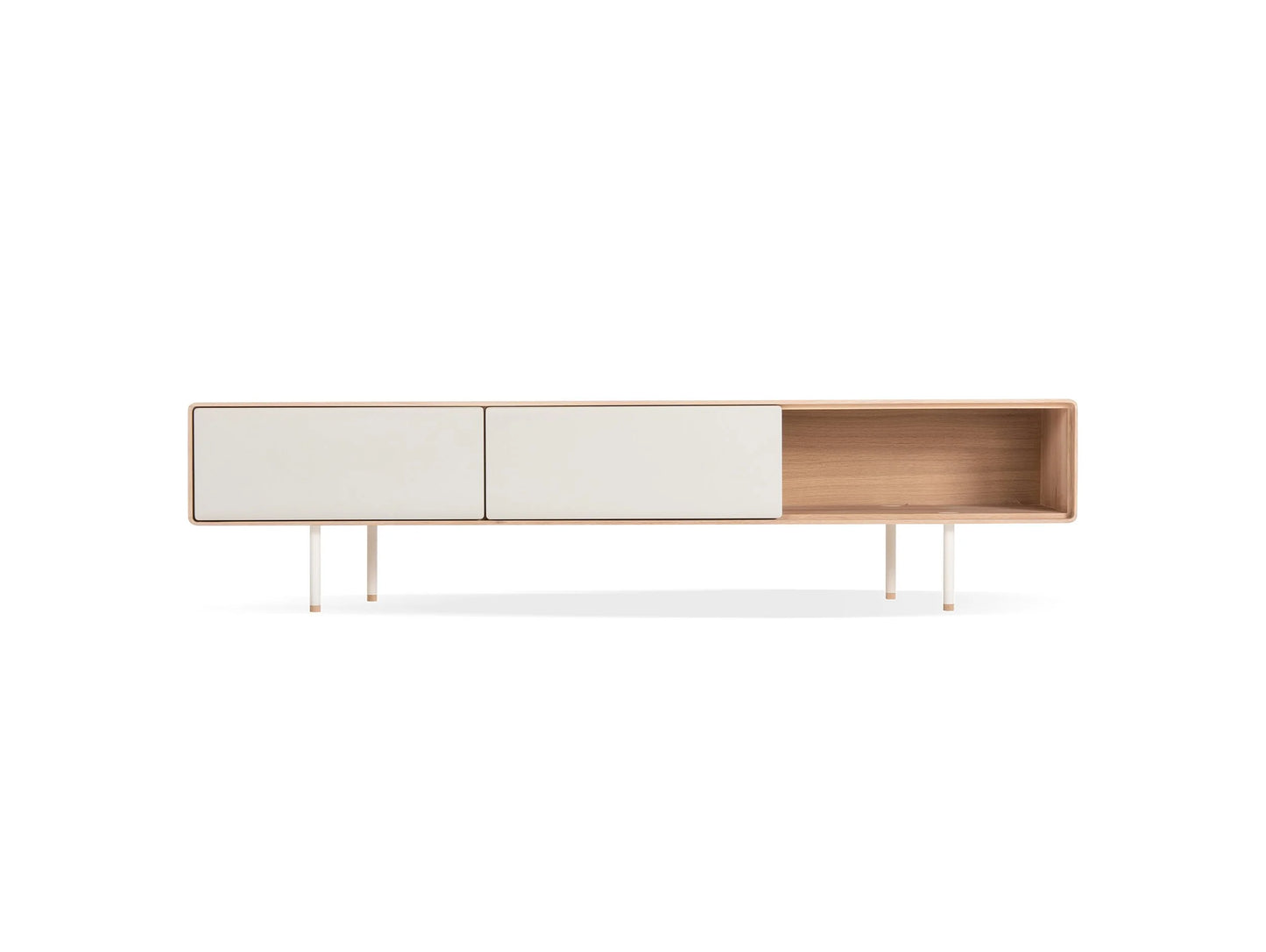 Fina Lowboard - Fina Lowboard 200 - 2 Drawers - Linoleum Mushroom Powder-coated RAL 1013 Mushroom Oiled Oak White Oil