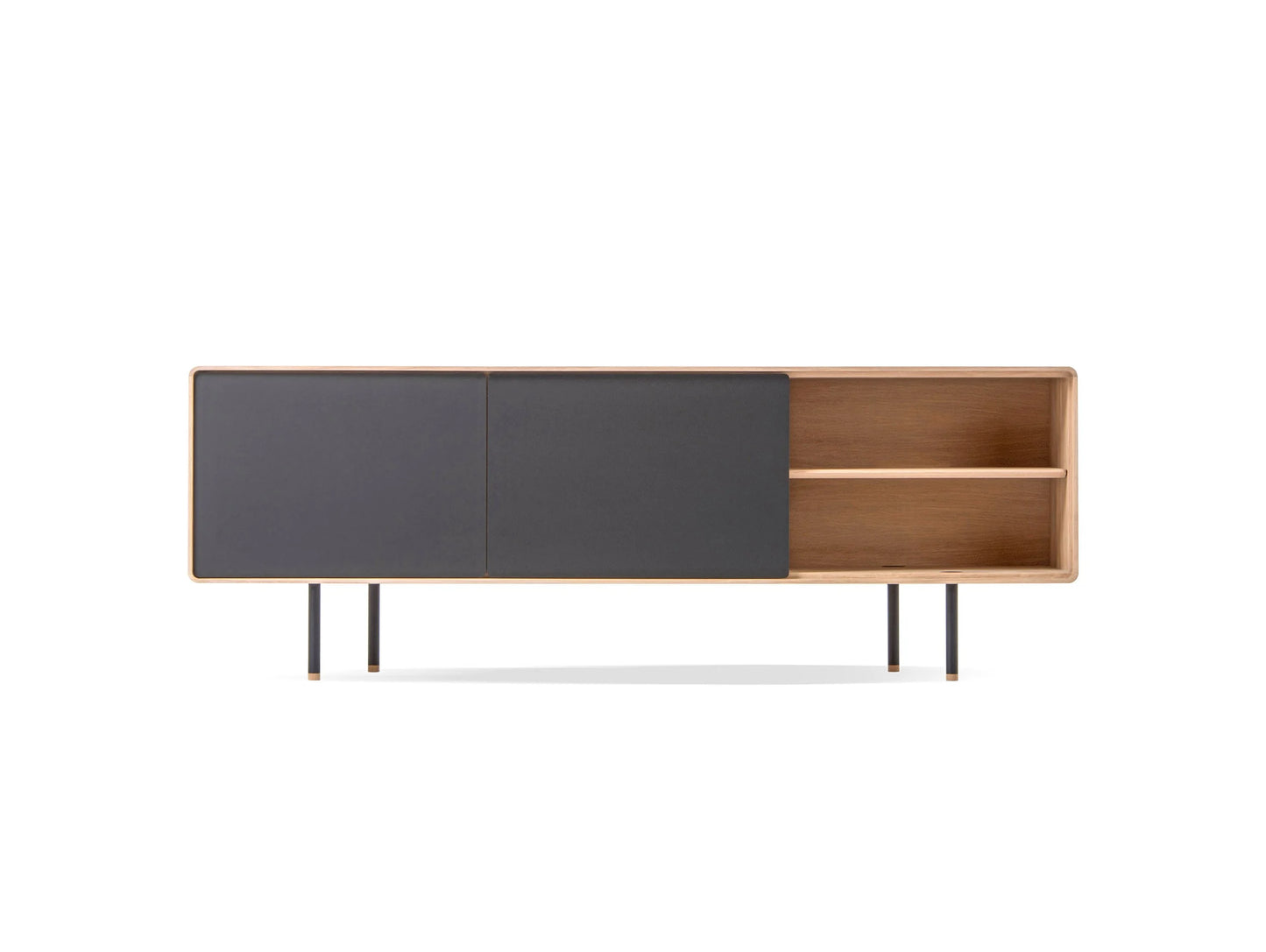 Fina Sideboard - Fina Sideboard 180 - Linoleum Nero (Black) Powder-coated RAL 9005 Black Oiled Oak White Oil