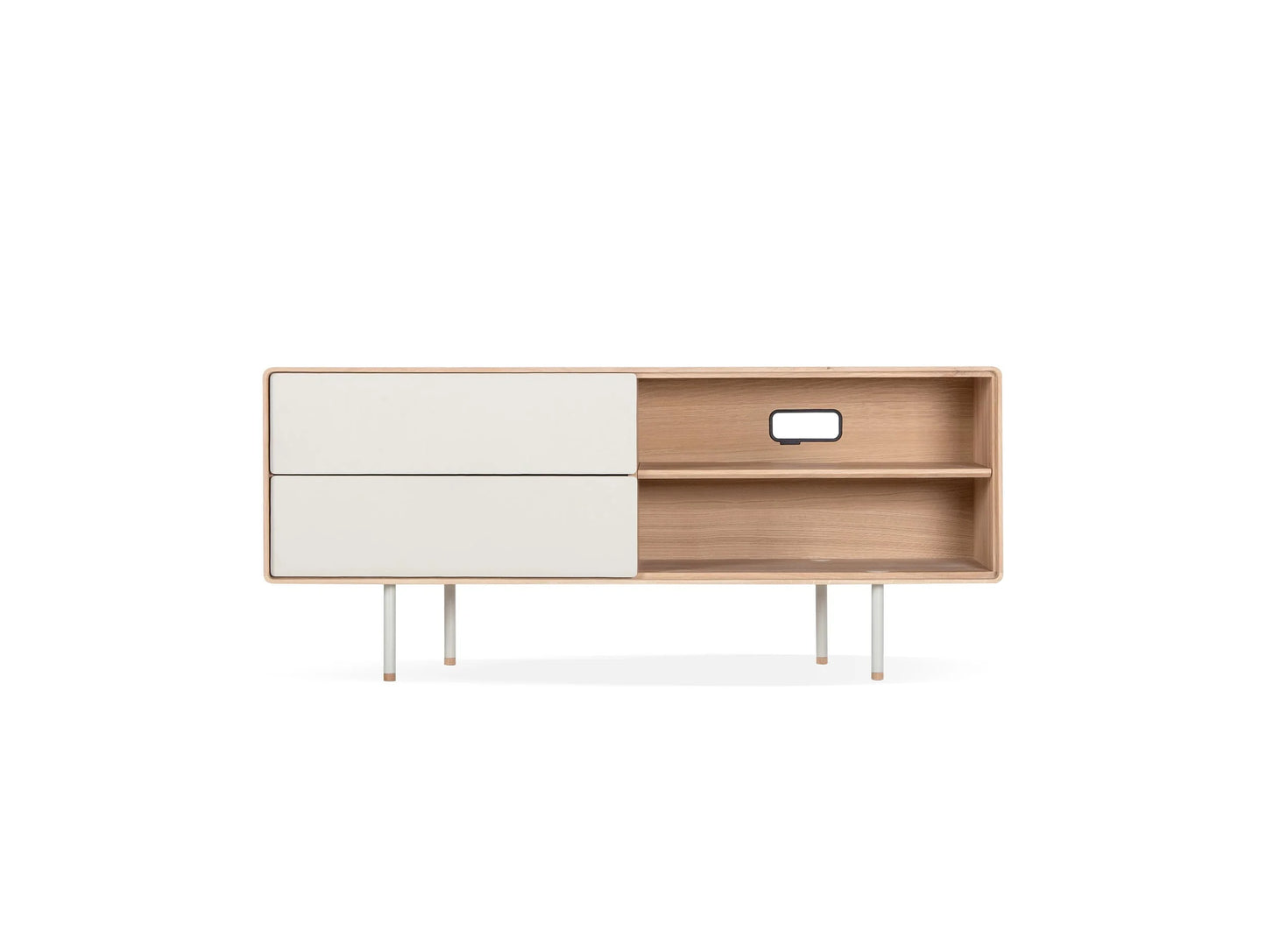Fina Sideboard - Fina Sideboard 150 - Linoleum Mushroom Powder-coated RAL 1013 Mushroom Oiled Oak White Oil