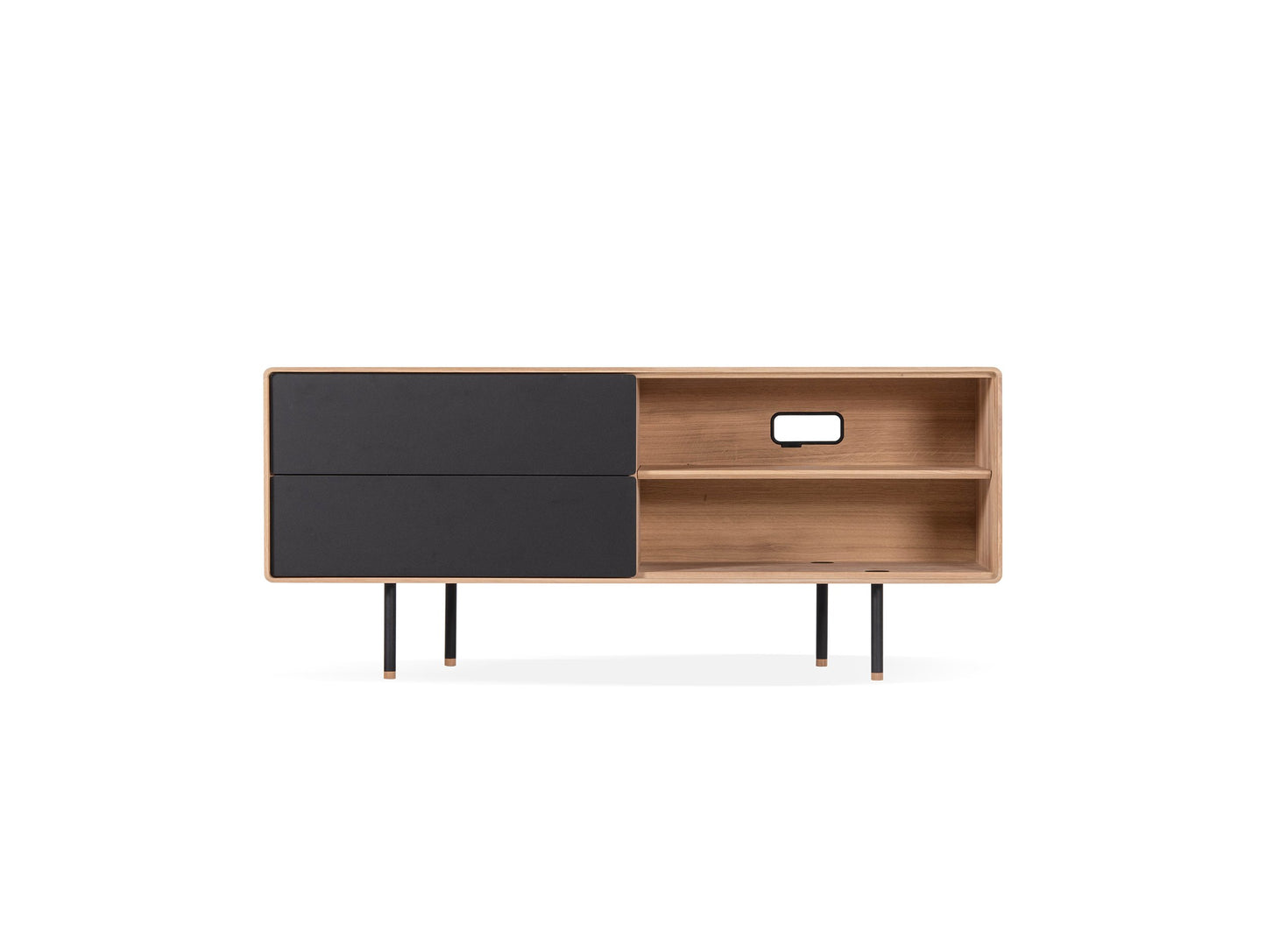 Fina Sideboard - Fina Sideboard 150 - Linoleum Nero (Black) Powder-coated RAL 9005 Black Oiled Oak White Oil