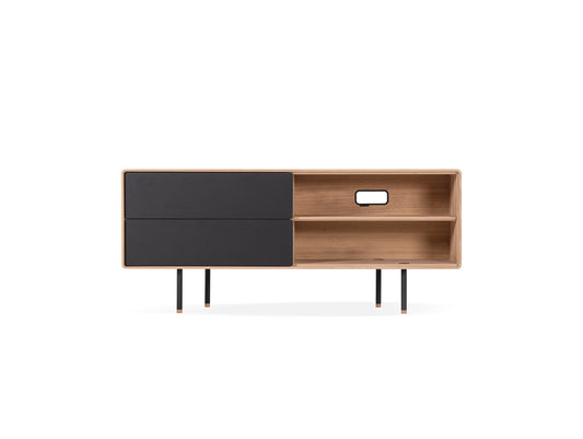 Fina Sideboard - Fina Sideboard 150 - Linoleum Nero (Black) Powder-coated RAL 9005 Black Oiled Oak White Oil