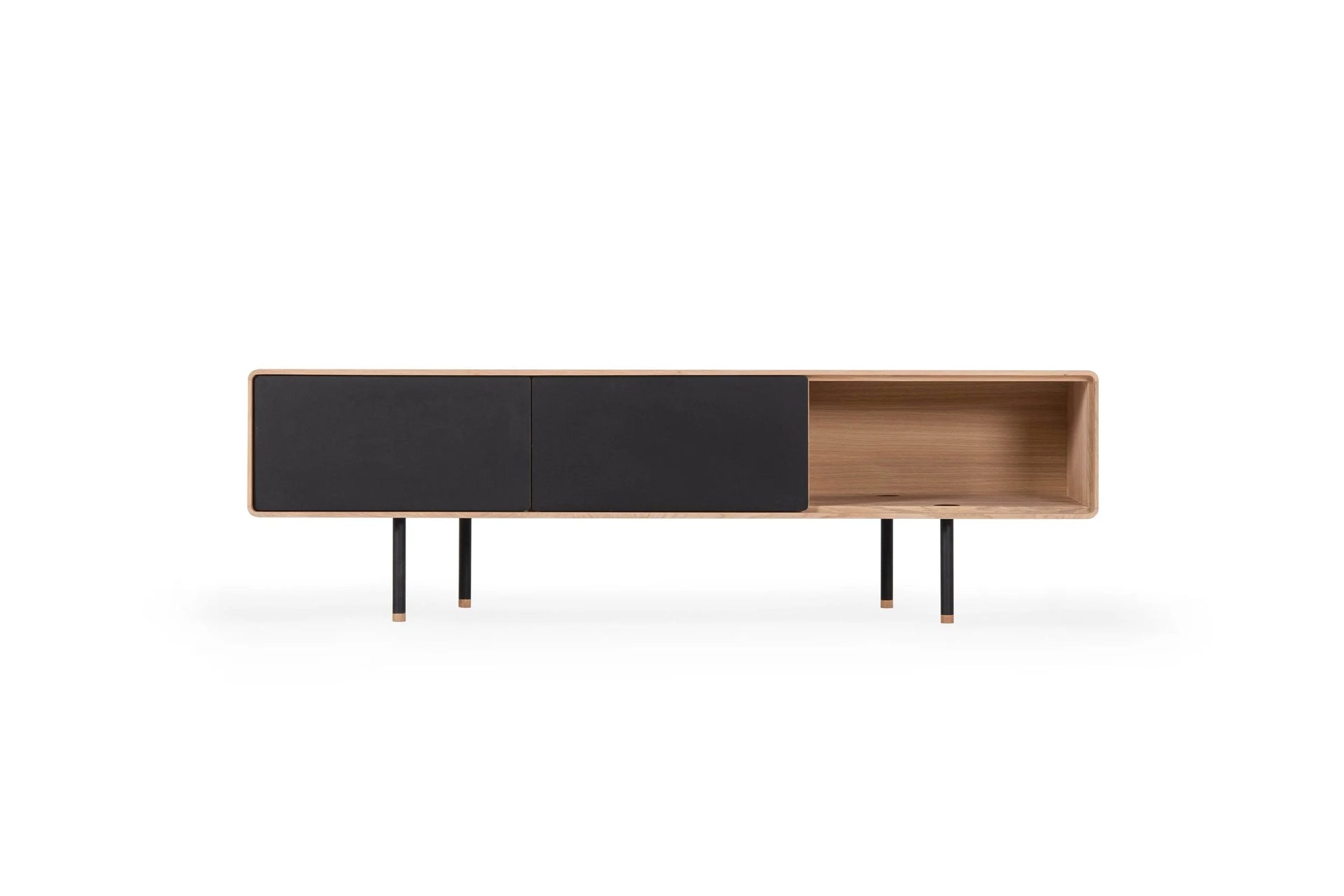 Fina Lowboard - Fina Lowboard 160 - Linoleum Nero (Black) Powder-coated RAL 9005 Black Oiled Oak White Oil