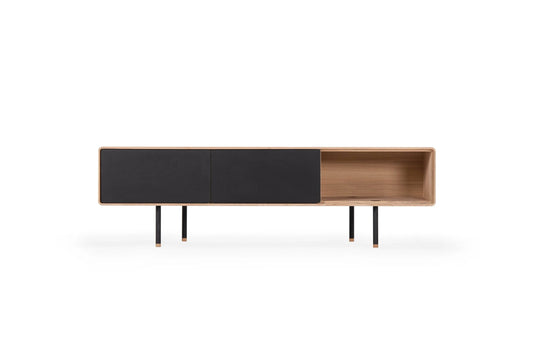 Fina Lowboard - Fina Lowboard 160 - Linoleum Nero (Black) Powder-coated RAL 9005 Black Oiled Oak White Oil