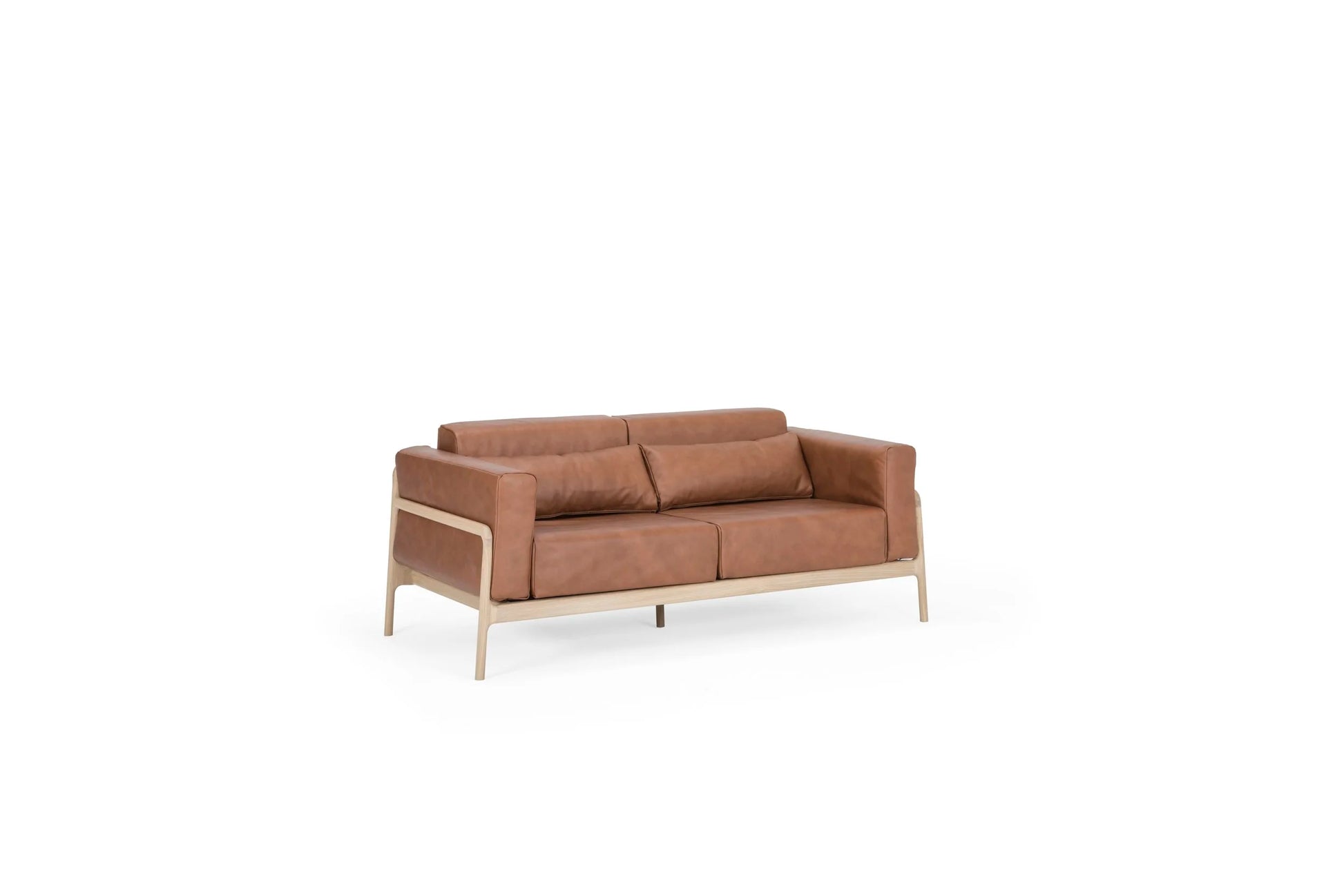 Fawn Sofa - Fawn Sofa - 2 Seater - Dakar leather 2732 Whisky Oiled Oak White Oil
