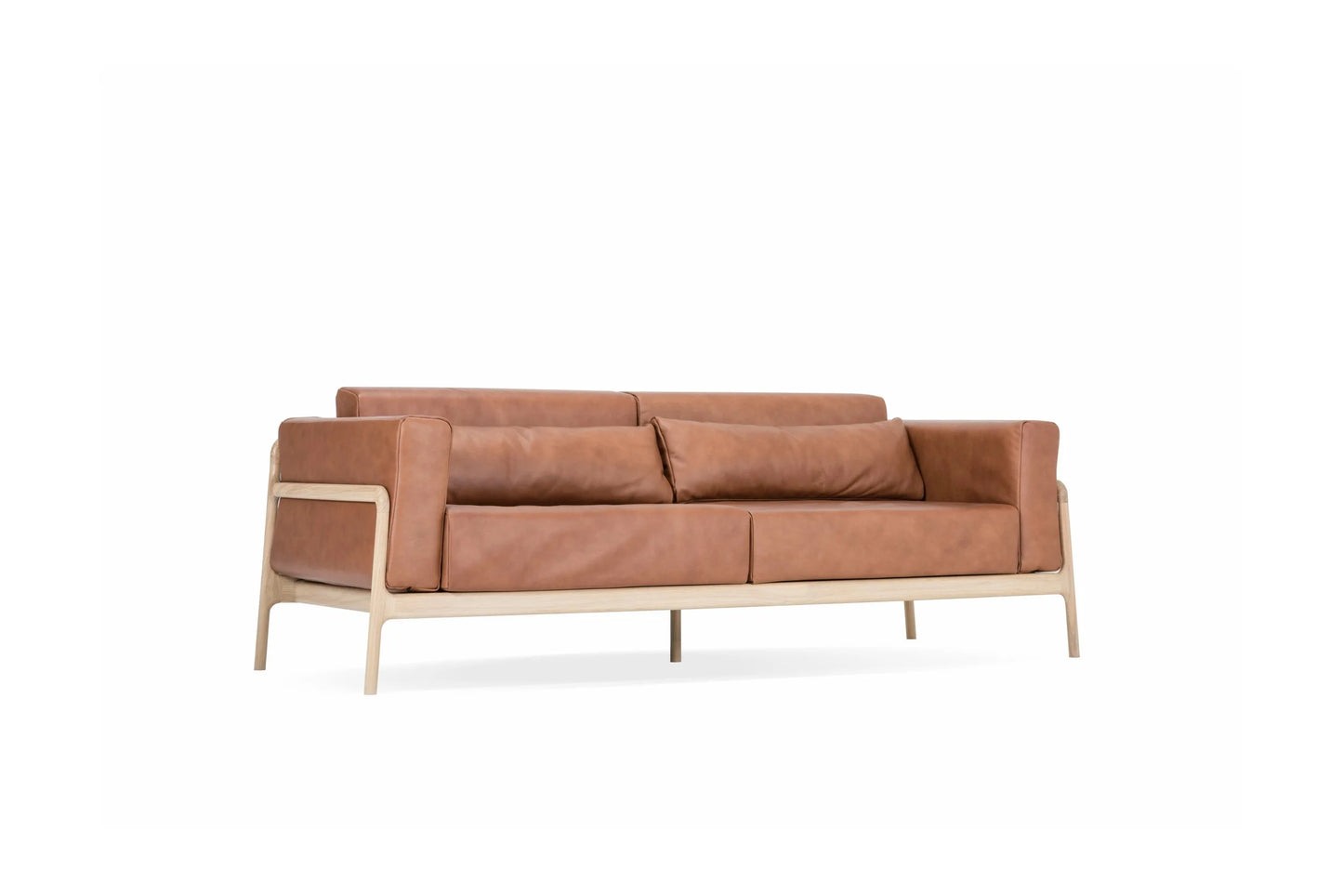 Fawn Sofa - Fawn Sofa - 3 Seater - Dakar leather 2732 Whisky Oiled Oak White Oil